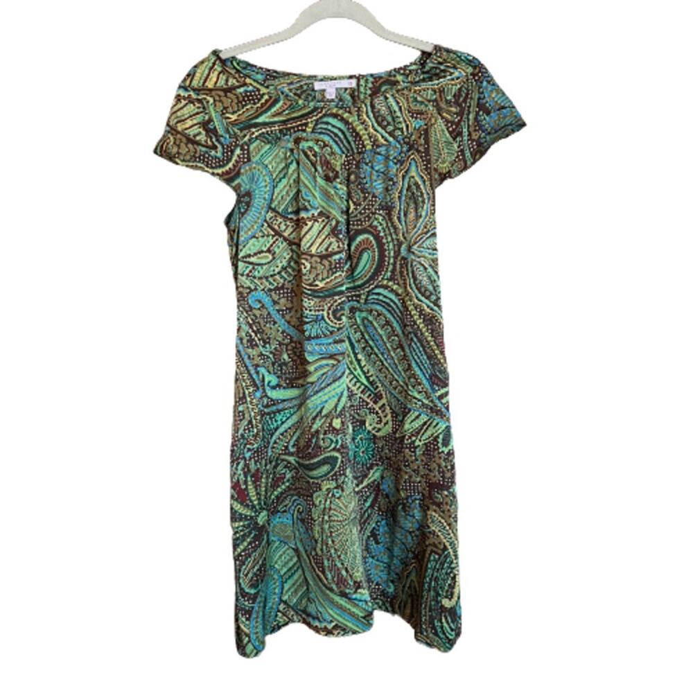 Calypso St. Barth Paisley Cap Sleeve Tropical Silk Dress XS